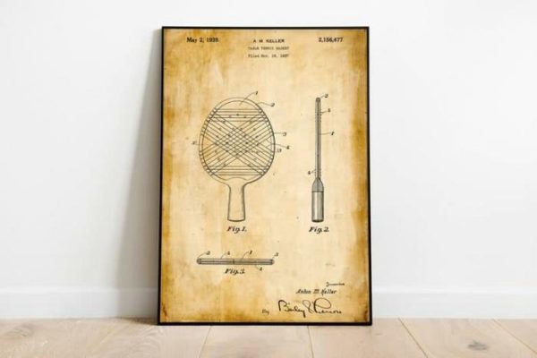 Vintage Wall Art | Table Tennis Patent Print, Framed Art Print, 20×28 inches Vintage Wall Art Vintage Wall Art