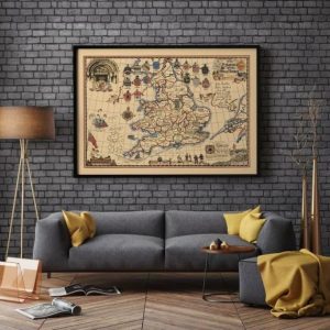 Vintage Wall Art | The Pilgrims Of The Mayflower, Map Of England And Holland, 24×30 inches Vintage Wall Art Vintage Wall Art