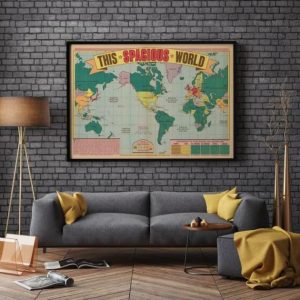 Vintage Wall Art | This Spacious World Poster, World Population Map, 16×22 inches Vintage Wall Art Vintage Wall Art