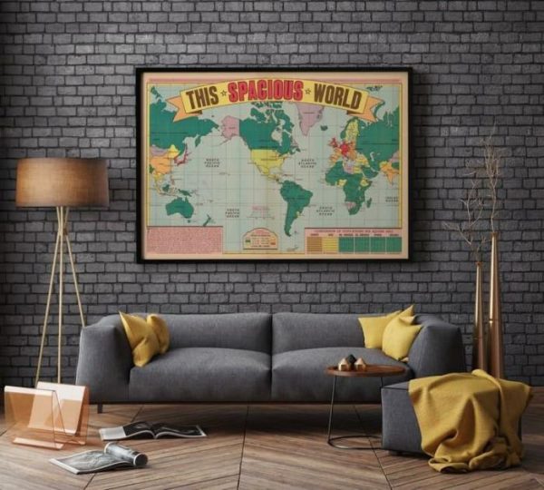 Vintage Wall Art | This Spacious World Poster, World Population Map, 16×22 inches Vintage Wall Art Vintage Wall Art