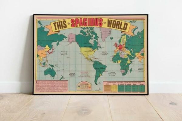 Vintage Wall Art | This Spacious World Poster, World Population Map, 16×22 inches Vintage Wall Art Vintage Wall Art