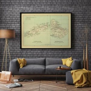 Vintage Wall Art | Tobago And Barbados Islands Map Poster 1853, Barbados Map Wall Art Print, 12×16 inches Vintage Wall Art Vintage Wall Art