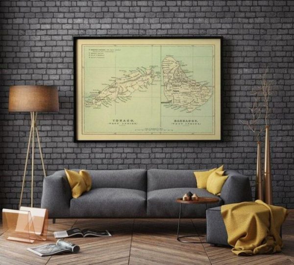 Vintage Wall Art | Tobago And Barbados Islands Map Poster 1853, Barbados Map Wall Art Print, 12×16 inches Vintage Wall Art Vintage Wall Art