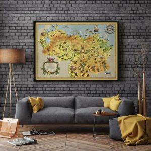 Vintage Wall Art | Tourist And Road Map Of Venezuela, Old Map Venezuela Wall Print, 14×20 inches Vintage Wall Art Vintage Wall Art