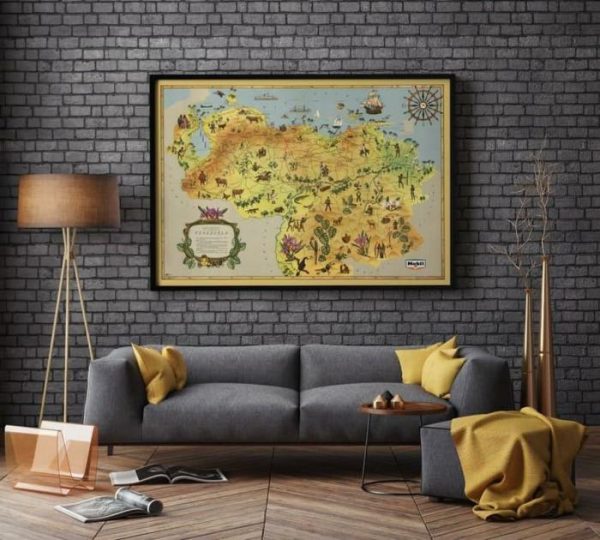 Vintage Wall Art | Tourist And Road Map Of Venezuela, Old Map Venezuela Wall Print, 14×20 inches Vintage Wall Art Vintage Wall Art