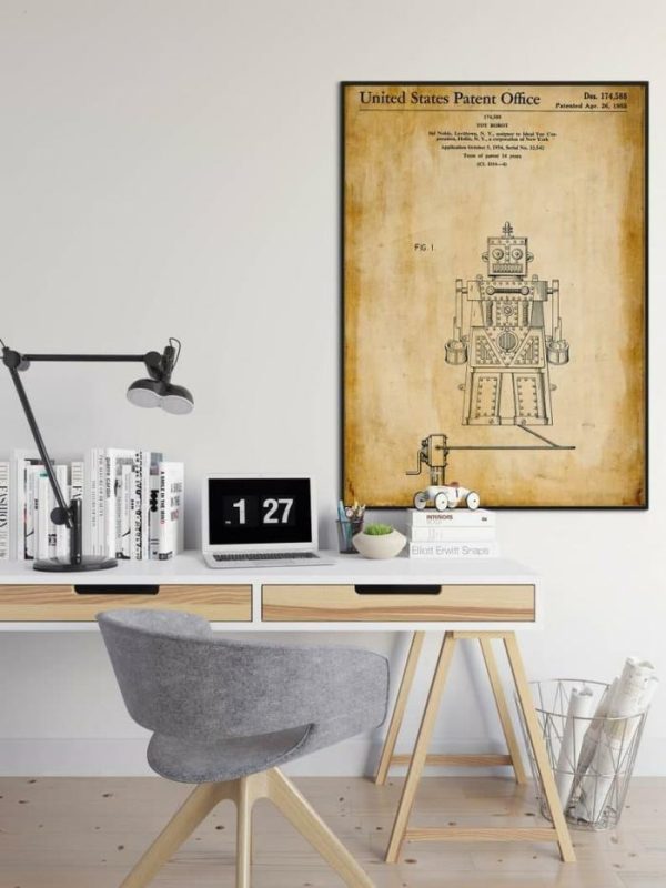 Vintage Wall Art | Toy Robot Patent Print, Framed Art Print, 20×28 inches Vintage Wall Art Vintage Wall Art