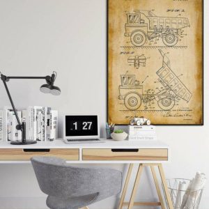 Vintage Wall Art | Toy Truck Patent Print, Framed Art Print, 24×32 inches Vintage Wall Art Vintage Wall Art