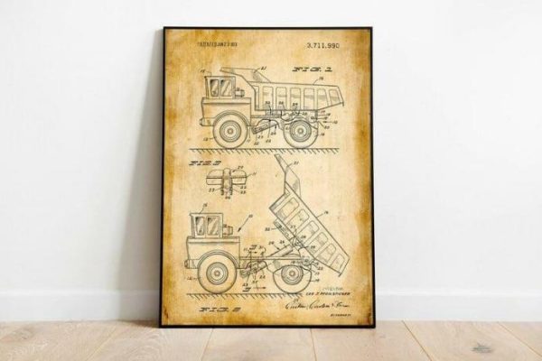 Vintage Wall Art | Toy Truck Patent Print, Framed Art Print, 24×32 inches Vintage Wall Art Vintage Wall Art