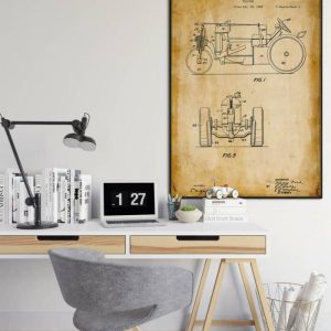 Vintage Wall Art | Tractor Patent Print, Framed Art Print, 24×32 inches Vintage Wall Art Vintage Wall Art