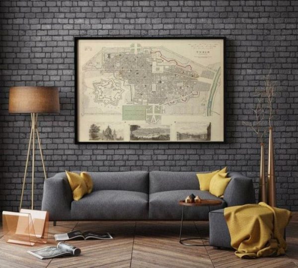 Vintage Wall Art | Turin Map Print, Fine Art Prints, 12×14 inches Vintage Wall Art Vintage Wall Art