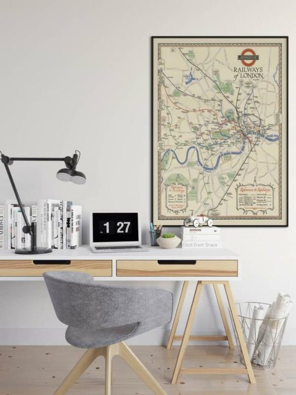 Vintage Wall Art | Underground Railways Of London Map Print From 1928, Vintage Transportation Map Prints, 20×24 inches Vintage Wall Art Vintage Wall Art