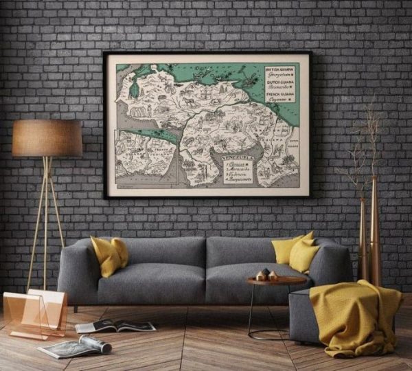 Vintage Wall Art | Venezuela Map Print Of British Guiana, Dutch Guiana And French Guiana Period, Vintage Map Wall Art Poster, 28×40 inches Vintage Wall Art Vintage Wall Art