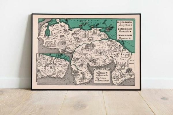 Vintage Wall Art | Venezuela Map Print Of British Guiana, Dutch Guiana And French Guiana Period, Vintage Map Wall Art Poster, 28×40 inches Vintage Wall Art Vintage Wall Art