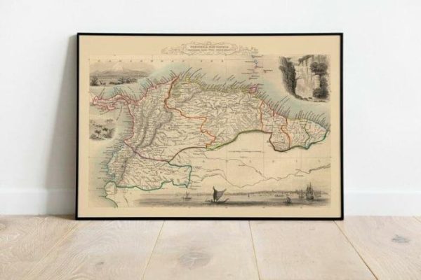 Vintage Wall Art | Venezuela, New Granada, Equador And The Guayanas Map Print, Vintage Map Print, 12×16 inches Vintage Wall Art Vintage Wall Art