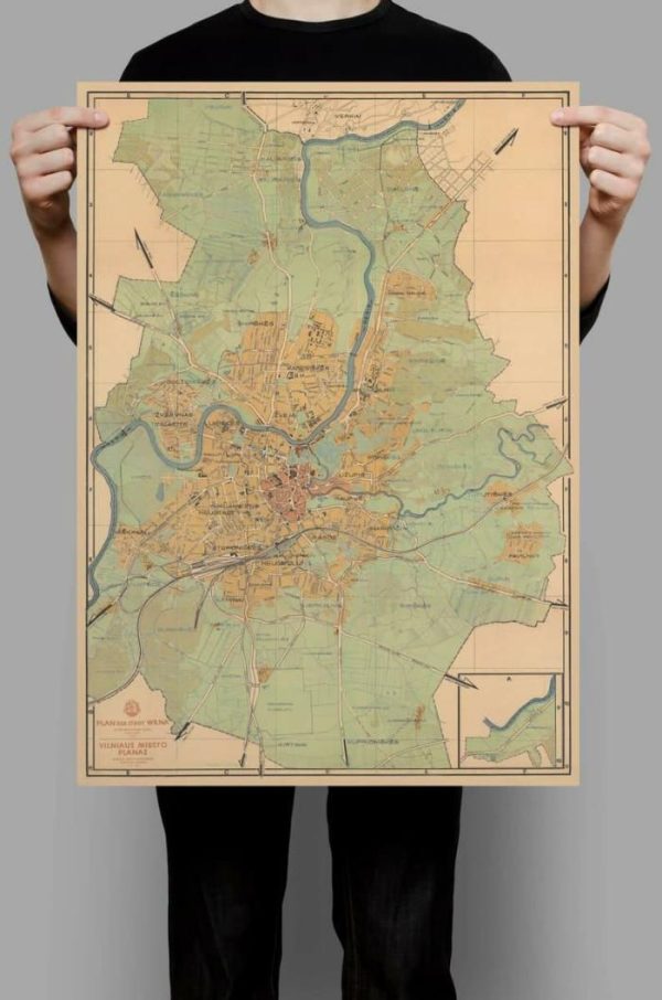 Vintage Wall Art | Vilnius City Map Print, Lithuania Map Poster, 20×30 inches Vintage Wall Art Vintage Wall Art