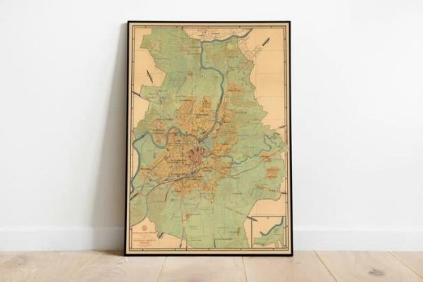 Vintage Wall Art | Vilnius City Map Print, Lithuania Map Poster, 20×30 inches Vintage Wall Art Vintage Wall Art