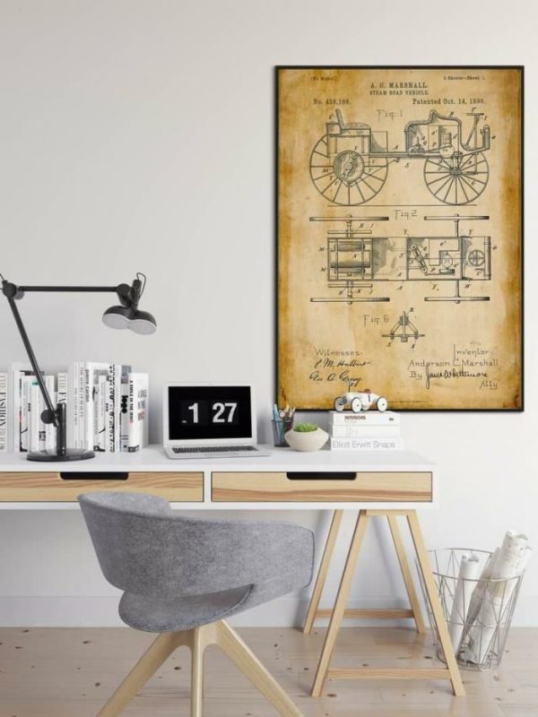 Vintage Wall Art | Vintage Car Patent Print, Framed Art Print, 24×32 inches Vintage Wall Art Vintage Wall Art