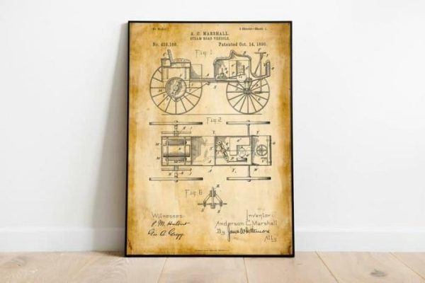 Vintage Wall Art | Vintage Car Patent Print, Framed Art Print, 24×32 inches Vintage Wall Art Vintage Wall Art