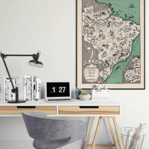 Vintage Wall Art | Vintage Map Of Brazil, Prints Wall Art, 24×32 inches Vintage Wall Art Vintage Wall Art