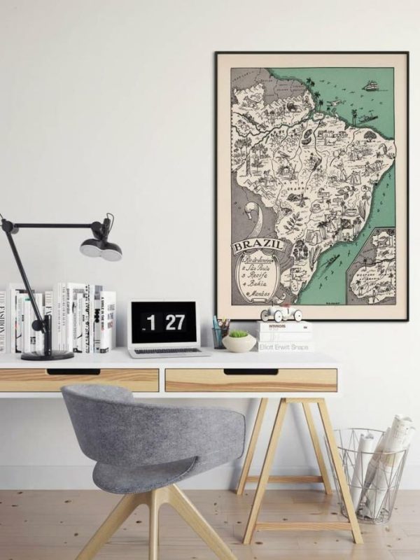 Vintage Wall Art | Vintage Map Of Brazil, Prints Wall Art, 24×32 inches Vintage Wall Art Vintage Wall Art