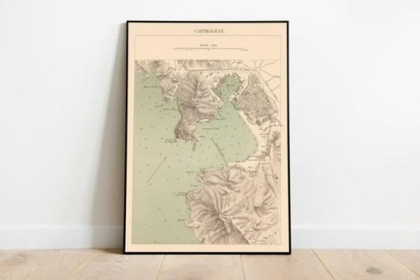 Vintage Wall Art | Vintage Map Of Carthage, Maps Of Tunisia, 24×32 inches Vintage Wall Art Vintage Wall Art