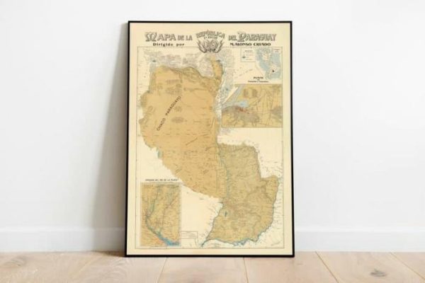 Vintage Wall Art | Vintage Map Of Paraguay, Wall Art Print, 12×16 inches Vintage Wall Art Vintage Wall Art