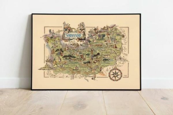 Vintage Wall Art | Vintage Normandy Map Print, Normandy Wall Art Print, 24×32 inches Vintage Wall Art Vintage Wall Art