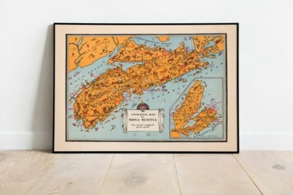 Vintage Wall Art | Vintage Nova Scotia Map Print, Nova Scotia Wall Art, 20×28 inches Vintage Wall Art Vintage Wall Art