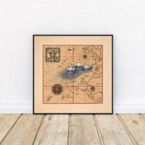 Vintage Wall Art | Voyages And Life Of Christopher Columbus 1436-1506, Wall Prints, 20×20 inches Vintage Wall Art Vintage Wall Art