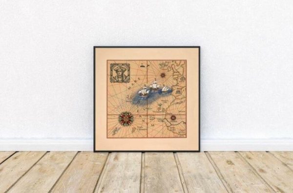 Vintage Wall Art | Voyages And Life Of Christopher Columbus 1436-1506, Wall Prints, 20×20 inches Vintage Wall Art Vintage Wall Art