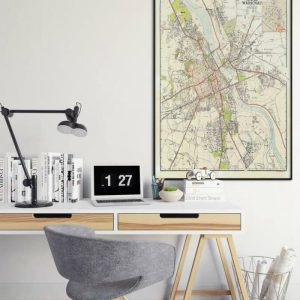 Vintage Wall Art | Warsaw City Map Wall Print, Framed Map Wall Decor, 16×18 inches Vintage Wall Art Vintage Wall Art