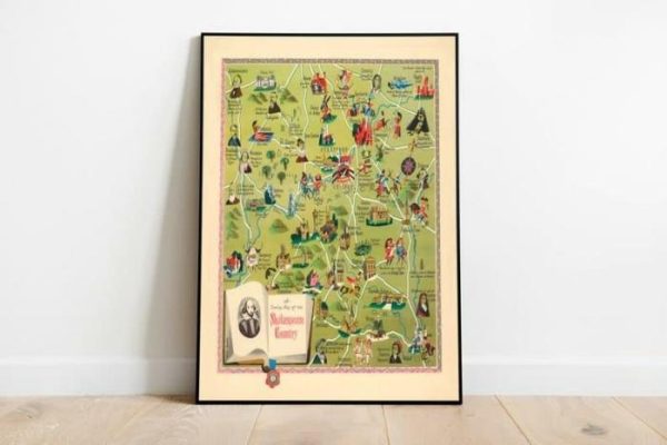 Vintage Wall Art | Warwickshire Map Print, Art History, 12×12 inches Vintage Wall Art Vintage Wall Art