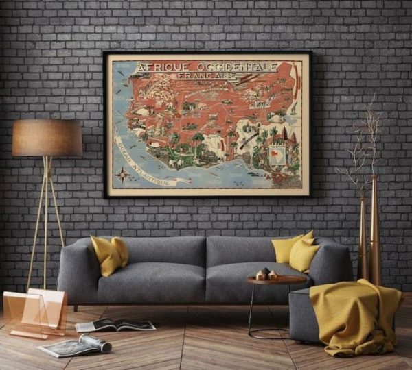 Vintage Wall Art | West Africa Vintage Map Wall Print, Africa Occidental, 14×20 inches Vintage Wall Art Vintage Wall Art