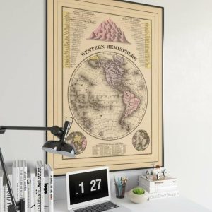 Vintage Wall Art | Western Hemisphere Wall Poster, Vintage Decor, 12×14 inches Vintage Wall Art Vintage Wall Art