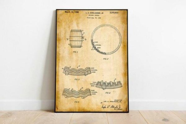 Vintage Wall Art | Whiskey Patent Print, Framed Art Print, 24×32 inches Vintage Wall Art Vintage Wall Art