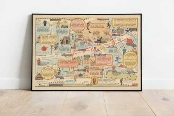 Vintage Wall Art | Whitehall Map Print, Art History, 28×40 inches Vintage Wall Art Vintage Wall Art