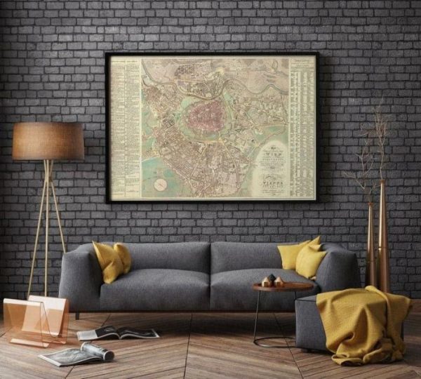 Vintage Wall Art | Wien City Map Wall Print, 1824 Wien City Plan Map, 24×32 inches Vintage Wall Art Vintage Wall Art