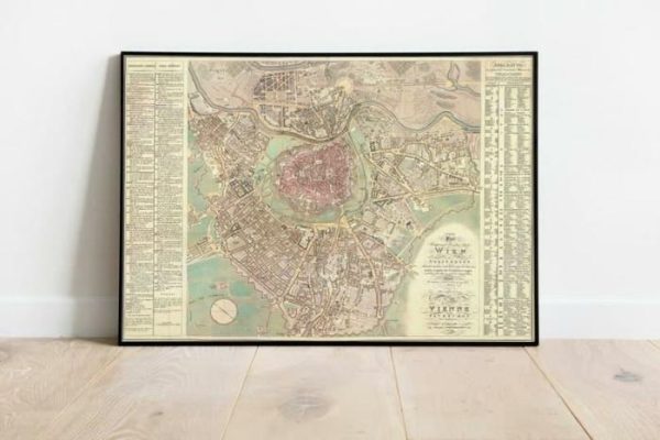 Vintage Wall Art | Wien City Map Wall Print, 1824 Wien City Plan Map, 24×32 inches Vintage Wall Art Vintage Wall Art