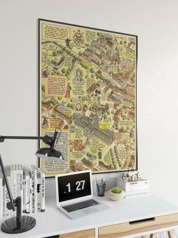 Vintage Wall Art | Winchester Map Print, Fine Art Prints, 12×16 inches Vintage Wall Art Vintage Wall Art