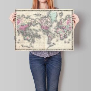 Vintage Wall Art | World Map Wall Print, 1862 World Map, 20×30 inches Vintage Wall Art Vintage Wall Art