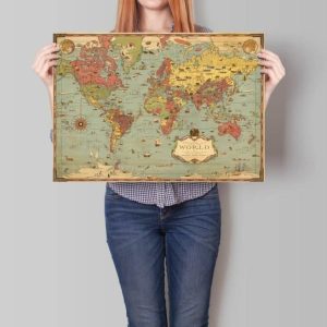 Vintage Wall Art | World Map Wall Print, 1931 World Map, 24×32 inches Vintage Wall Art Vintage Wall Art