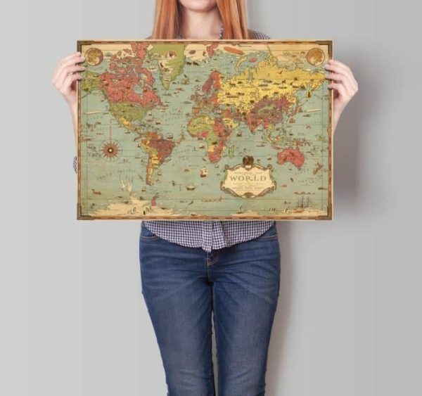 Vintage Wall Art | World Map Wall Print, 1931 World Map, 24×32 inches Vintage Wall Art Vintage Wall Art