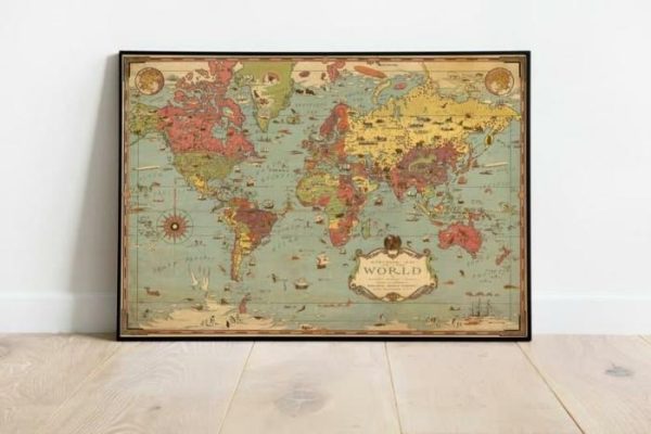 Vintage Wall Art | World Map Wall Print, 1931 World Map, 24×32 inches Vintage Wall Art Vintage Wall Art