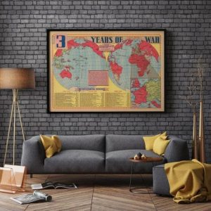 Vintage Wall Art | World War 2 Map Print, Poster Print, 12×16 inches Vintage Wall Art Vintage Wall Art