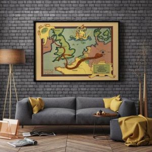 Vintage Wall Art | World War 2 Propaganda Poster, Wwii Map, 16×20 inches Vintage Wall Art Vintage Wall Art