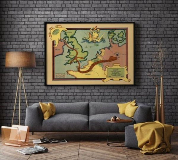 Vintage Wall Art | World War 2 Propaganda Poster, Wwii Map, 16×20 inches Vintage Wall Art Vintage Wall Art