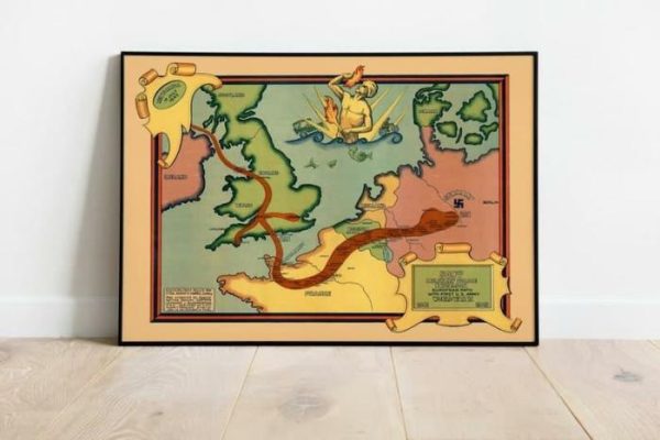 Vintage Wall Art | World War 2 Propaganda Poster, Wwii Map, 16×20 inches Vintage Wall Art Vintage Wall Art