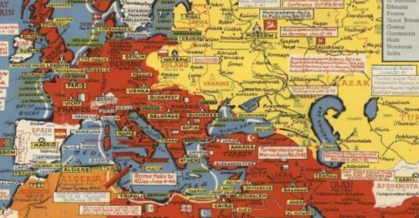 Vintage Wall Art | World War Ii Dated Events Pictorial Map, Wwii Map, 20×34 inches Vintage Wall Art Vintage Wall Art