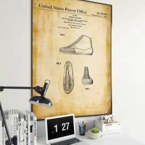 Vintage Wall Art | Wrestling Patent Print, Framed Art Print, 24×32 inches Vintage Wall Art Vintage Wall Art