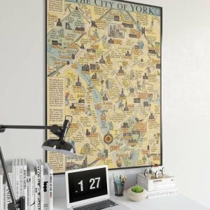 Vintage Wall Art | York Map Print, Fine Art Prints, 12×16 inches Vintage Wall Art Vintage Wall Art